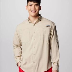 Columbia Men’s XL Men’s PFG Tamiami™ II Long Sleeve Shirt in Fossil EUC-worn 2x